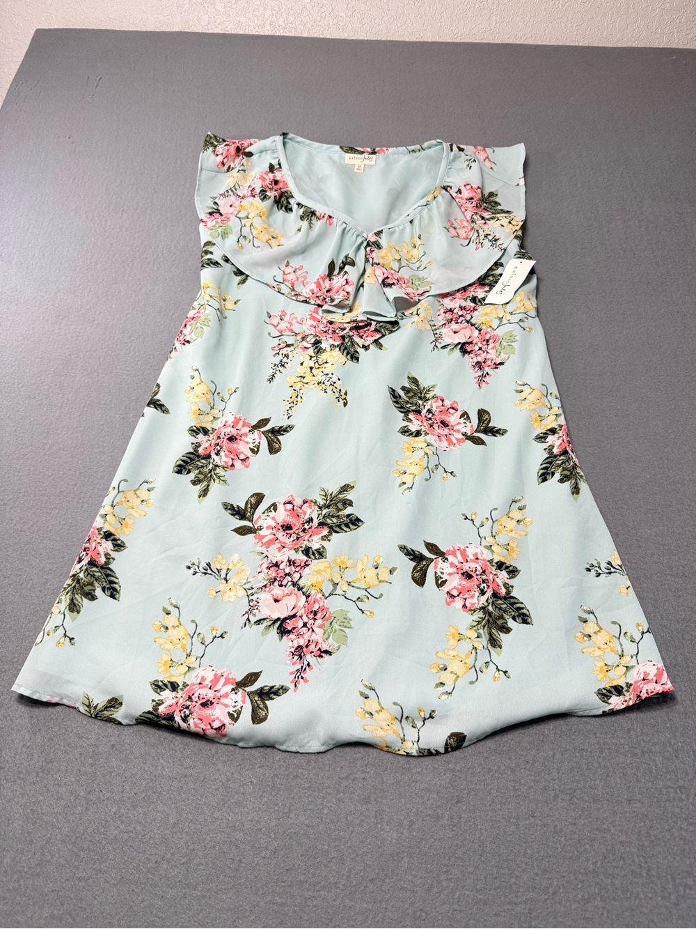Maison Jules Floral Ruffle Sleeveless Dress Size Medium
